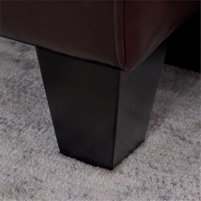 Pemberly Row Contemporary Faux Leather Sofa 73-in Wide in Chestnut Brown Pillow Back Design with Straight Arms Sturdy Hardwood Frame Ideal for Small Apartments Offices or Living Rooms