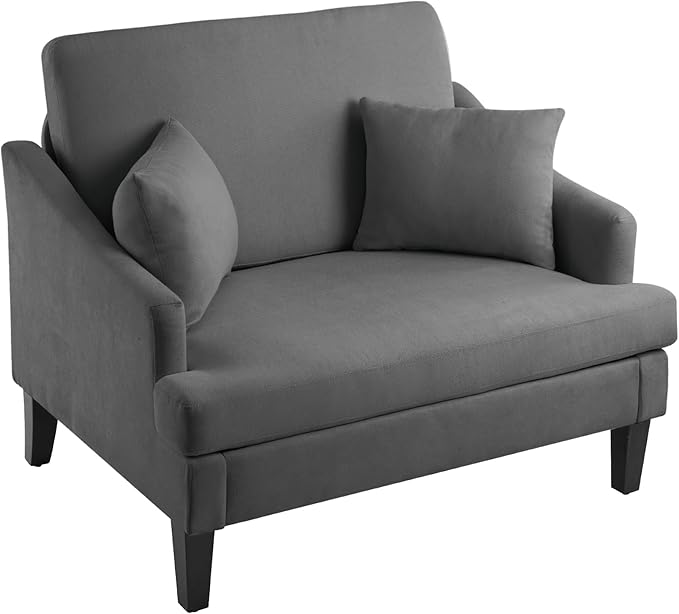 Bezseller Oversized Accent Chair 41'' Wide Seat Modern Single Sofa Chair with 2 Pillows Upholstered Comfy Armchair Big Reading Chair for Living Room Bedroom Office Dark Grey