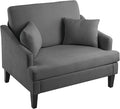 Bezseller Oversized Accent Chair 41'' Wide Seat Modern Single Sofa Chair with 2 Pillows Upholstered Comfy Armchair Big Reading Chair for Living Room Bedroom Office Dark Grey