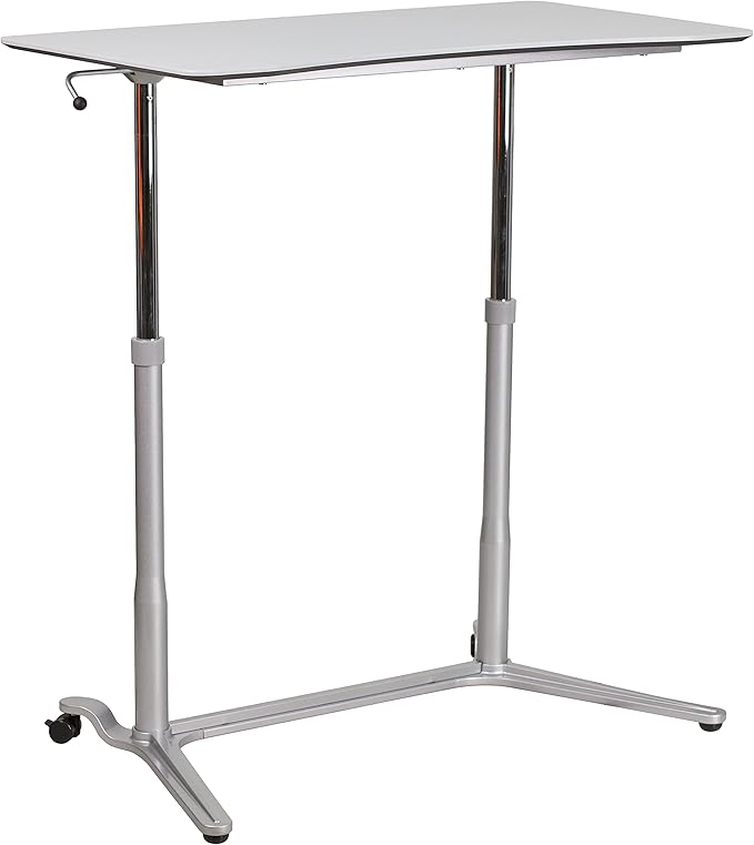 Flash Furniture Merritt Sit-Down Stand-Up Light Gray Computer Ergonomic Desk with 37.375''W Top (Adjustable Range 29'' - 40.75'')