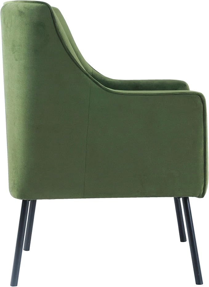 HomePop Modern Accent Chair Homepop Home Décor Accent Chairs for Living Room &amp Bedroom Fabric Reading Living Room Side Chair Single Sofa with Lounge Seat and Metal Legs - Green Velvet