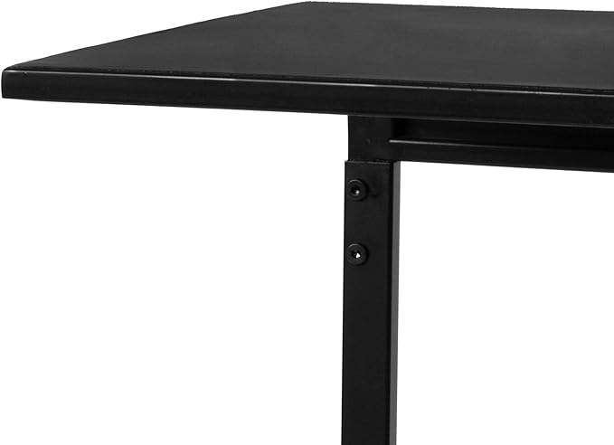 American Art Decor Black Mobile Portable &amp Compact Home Office C-Shaped Desk