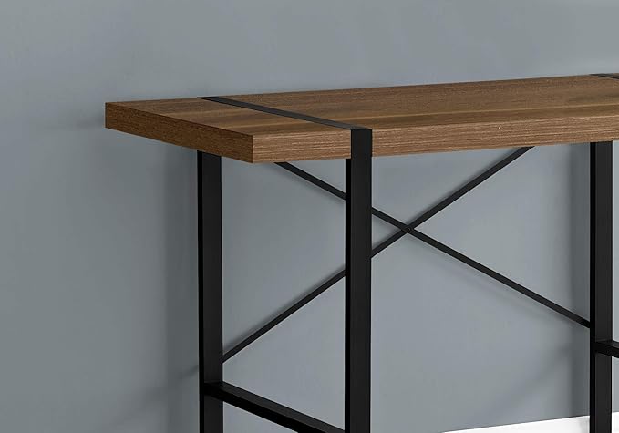Penau Computer Desk for Home Office Walnut Laminate Finish Modern Black Metal Legs 49 Inches L x 23.75 Inches W