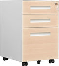 Generic 3 Drawer Mobile File Cabinet with Lock Steel File Cabinet for LegalLetterA4F4 Size Fully Assembled Include Wheels Home Office Design Cherry
