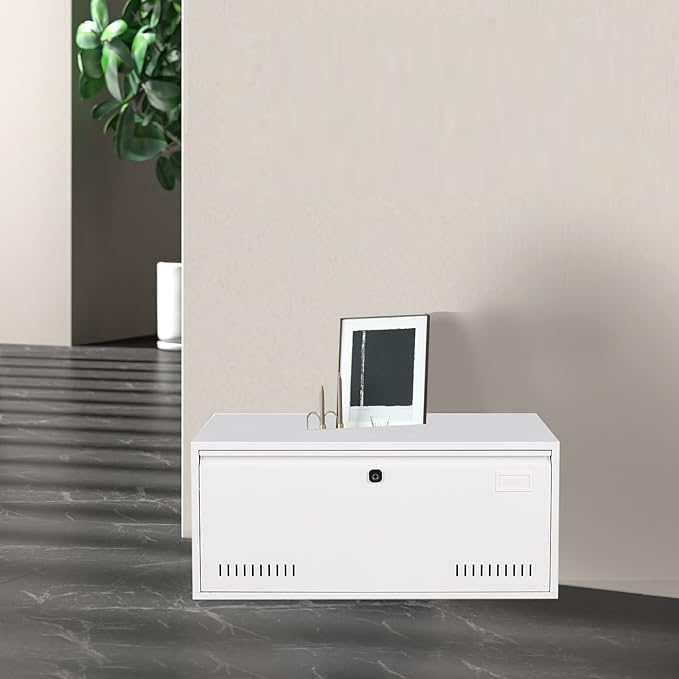 Generic Biometric Fingerprint Lateral File Cabinet Large Drawer Metal Filing Cabinet with Hanging Rod for Letter A4 documents and so on for Home Office Using Assembly Required White