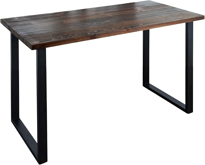 PIPE DECOR Trail Brown Wood Rustic 48” Desk Kit with (2) 28” Matte Black Square Metal Legs Industrial Desk for Home Office