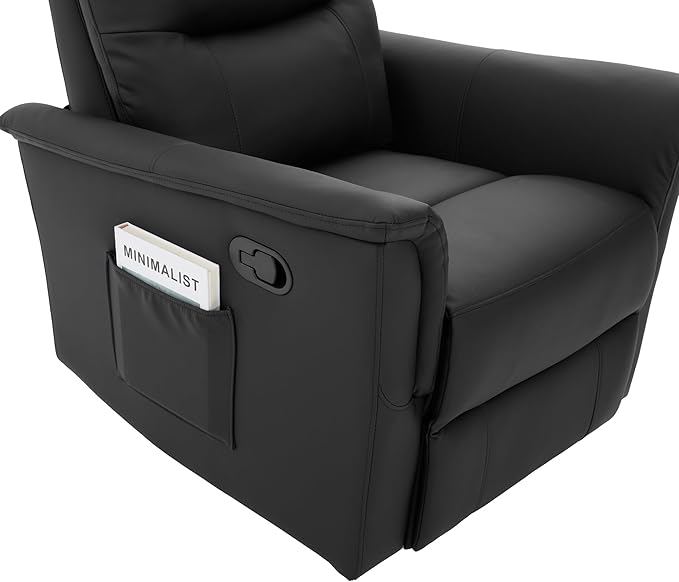 Manual Recliner Chair with Two Adjustable Positions Rocking and Swivel Recliner Rocking Recliner Massage Recliner with 8-Point Massage Function and Adjustable Backrest for Living Room (Black15)