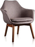 Manhattan Comfort Cronkite Mid Century Modern Living Room Tulip Style Twill Weave Accent Chair 28.7 Set of 1 Grey