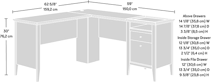 Sauder Larkin Ledge L-Desk Glacier Oak Finish