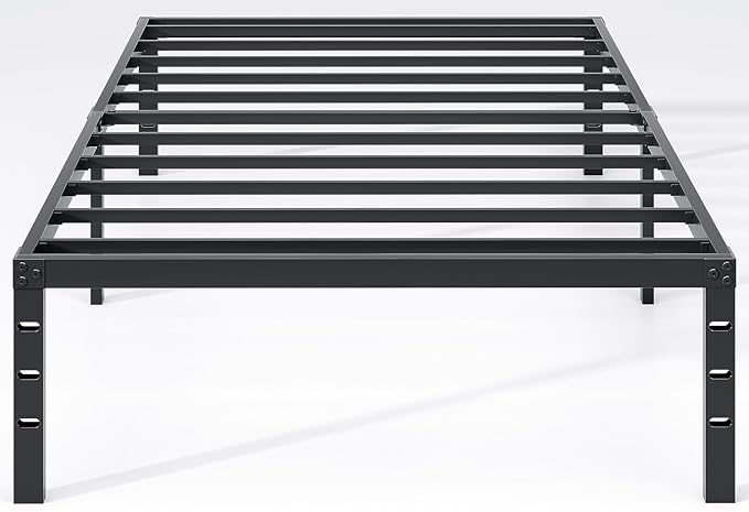 Metal Bed FrameTwin Size Bed Frame with Storage SpaceHeavy Duty Sturdy Mattress FoundationEasy AssemblyNo Box Spring Needed Black18 InchTwin