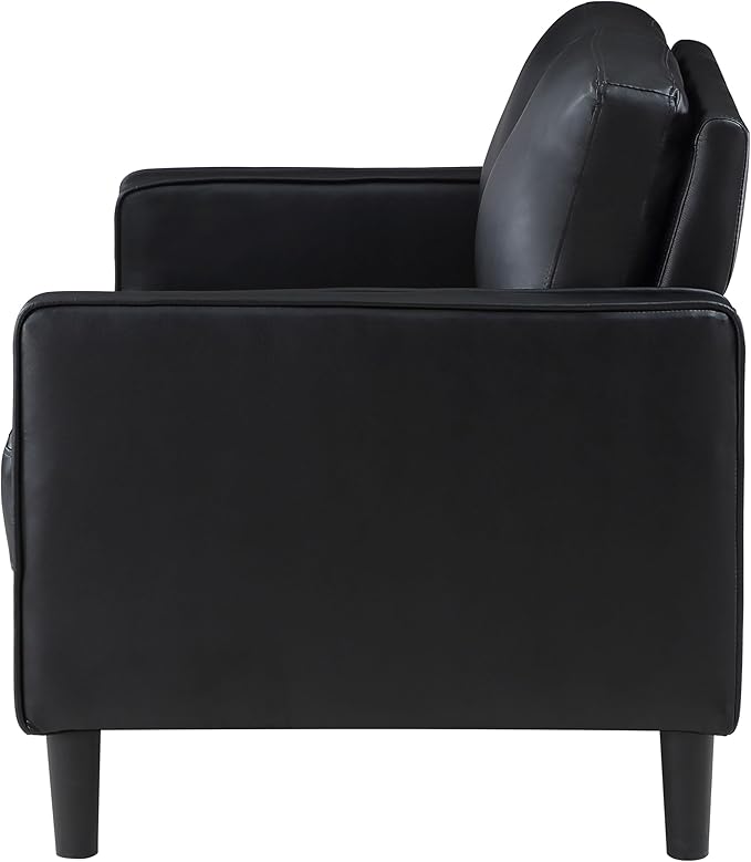 Coaster Home Furnishings - Ruth - Leatherette - Upholstered Loveseat with Track Arms Attached Seats and Backs and Straight Tapered Legs - Living Room - Black - 508362