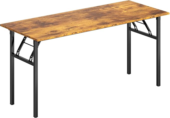 DlandHome Folding Computer Desk 62inches Large No Install Needed Folding Table Workstation for Home Office Gray and Black Legs AC5FB-160-DCA