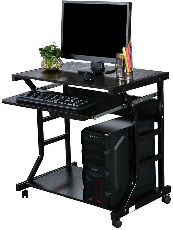 JLMS Modern Black L-Shaped Computer Desk with 2 Drawers 27.55 x 18.9 x 29.53 inches Ideal for Home Office and Gaming
