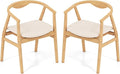 GOFLAME Bamboo Accent Chair Set of 2 Mid-Century Modern Armchair with Padded Seat Curved Backrest and Wrap-Around Armrest Upholstered Reading Chair Leisure Chair for Living Room Bedroom