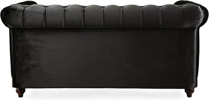 LUMISOL 59 Chesterfield Loveseat with Rolled Arms Modern Velvet Sofa 2-Seater Tufted Couch with Nailhead and Solid Wood Legs for Living Room Bedroom Office Black