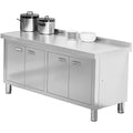WWK 59 x 21 Stainless Steel Prep Table with Cabinet Commercial Kitchen Table for Prep &amp Work Heavy Duty Work Table with 4 Doors for Kitchen Restaurant Hotel Garage and Cafe