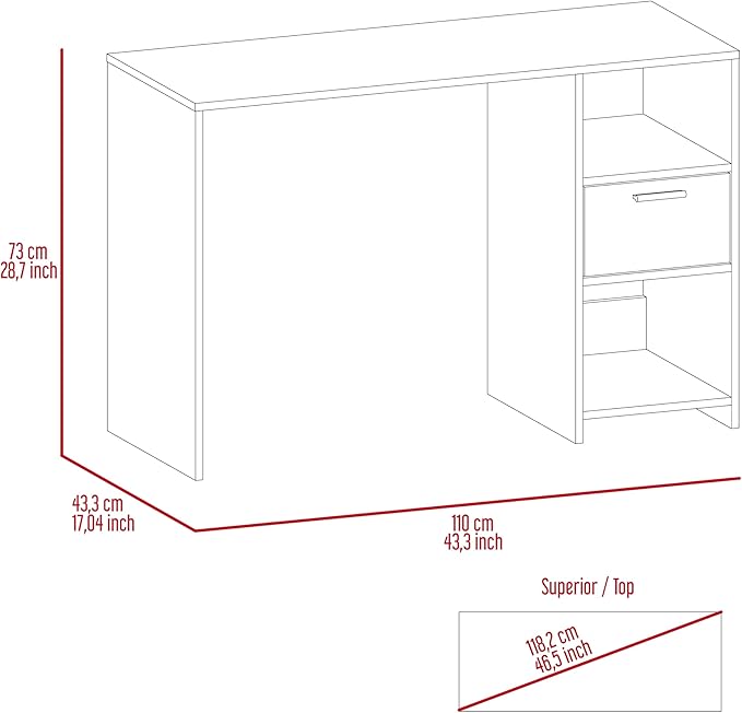 Compact Spacious Work Study Computer Desk with Large Drawer Two Shelves Small Spaces for Home Office Living Room