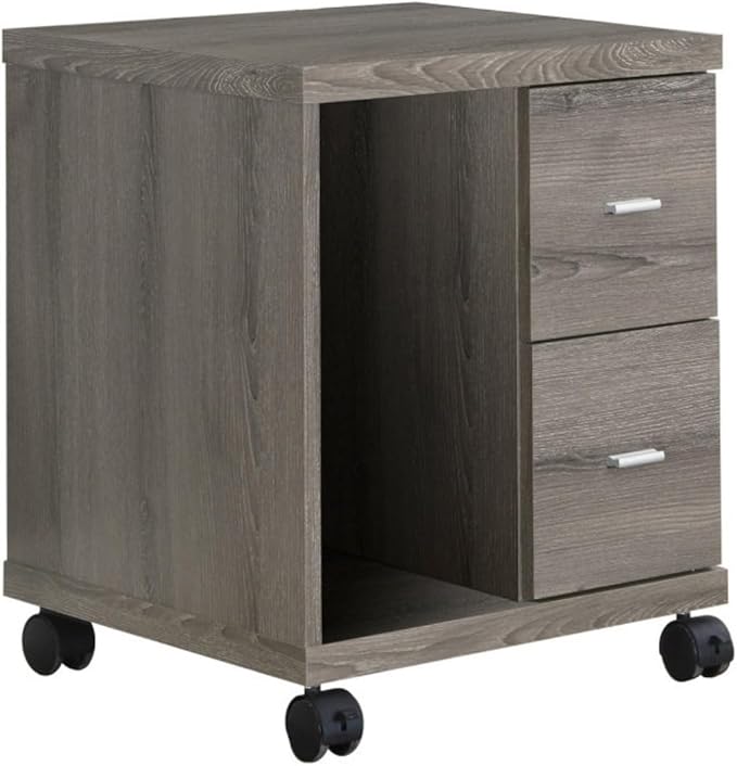 Hassyee Modern Office Mobile File Cabinet with 4 Hooded Casters Contemporary Rolling File Storage Cabinet with 2 Storage Drawers and 1 Open Storage Compartment