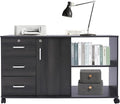 3 Drawer Mobile File Cabinet Locking File Cabinet with 5 Wheels Under Desk Storage Printer Stand File Cabinets for Home Office Black
