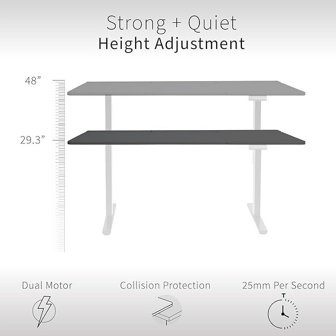 VIVO Electric 60 x 30 inch Standing Desk with Concealed Trays and Full-Size Mouse Pad Dual Motor Memory Controller Height Adjustment Black Top White Frame DESK-KIT-E2W-P3B