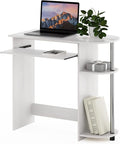 Furinno Simplistic Easy Assembly Computer Desk with Keyboard Tray White Oak/Stainless Steel