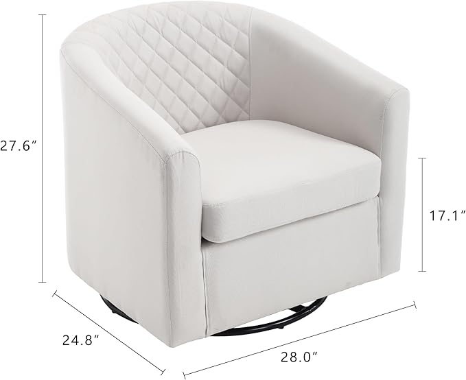 Modern Swivel Rocker Accent Chair Armchair Round Swivel Barrel Chair 360° Rotating and Glide Back and Forth Linen Beige