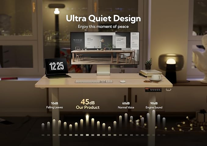 Claiks Electric Standing Desk Adjustable Height Stand up Desk 40x24 Inches Sit Stand Home Office Desk with Splice Board White Frame/Nature Top