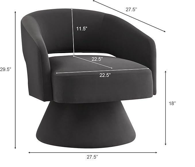 GDFStudio Swivel Barrel Chair Accent Arm Chair for Living Room Upholstered Velvet Round Reading Armchair Modern 360 Degree Comfy Swivel Chair with Open Backrest for Bedroom Office Dark Gray