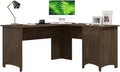Bush Furniture Salinas L-Shaped Desk with Storage | Study Table with Drawers &amp Cabinets | Home Office Computer Desk in Ash Brown