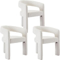 Wahson Modern Dining Chair Set of 3 Faux Leather Upholstered Barrel Kitchen Chair Round Dining Chairs with Wooden Legs Assembled Accent Armchairs for Dining Room/Living Room/Bedroom/Side White