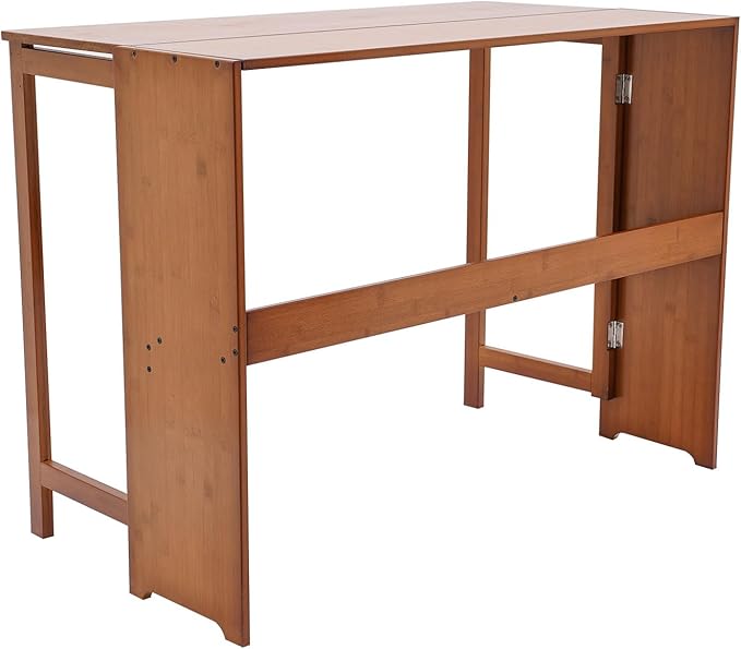 Bamboo Folding Desk Laptop Desk Writing Desk with Storage Shelf Vanity Table Small Computer Table Space Saving Workstation for Home Office
