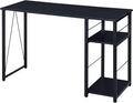 Black 2-Shelf Rectangular Writing Desk Workstation Computer Desk for Study and Home Office