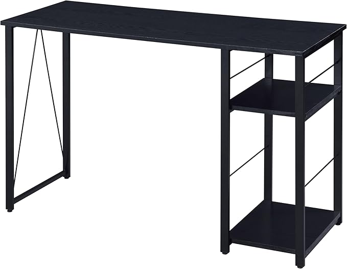 Black 2-Shelf Rectangular Writing Desk Workstation Computer Desk for Study and Home Office