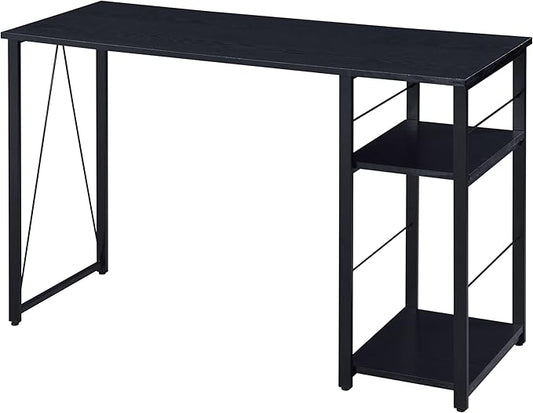 Black 2-Shelf Rectangular Writing Desk Workstation Computer Desk for Study and Home Office