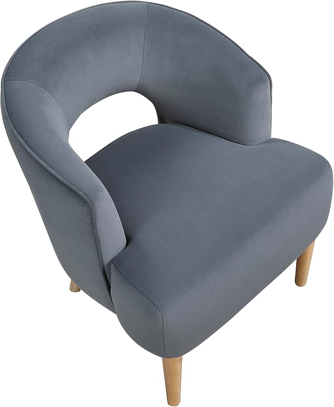 Lexicon Accent Arm Chair Modern Comfy Velvet Accent Chair Open Back with Solid Wood Legs for Living Room/Bedroom/Office/Waiting Room Dark Gray