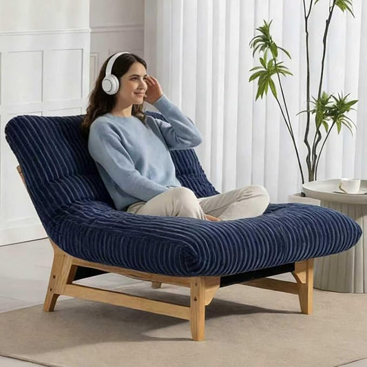 Oversized Cloud Lounge Accent Chair Comfy Reading Chair for Adults | Living Room Bedroom Big|Corduroy | 44 Inch | Giant | Wood Frame (Blue)