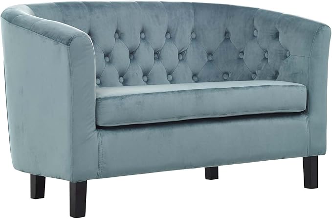 Modway EEI-2615 Prospect Velvet Upholstered Contemporary Modern Loveseat In Sea Blue