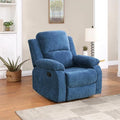 Upholstered Manual Recliner Modern Fabric Reclining Chair Single Reclining Sofa Chair with Comfortable Armrest and Backrest Recliner Furniture for Living Room/Meeting Room/RV Car Blue