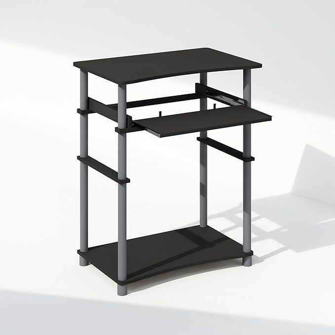 Furinno Home Desk 23.6 Wide Gaming Desk with Keyboard Tray Computer Desk Office Writing Desk for Home Office Bedroom Black