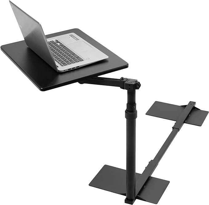 VIVO 20 inch Over Couch Swivel Table Laptop Desk for Remote Work Portable Recliner Workstation with Height Adjustable Swing Arm Black DESK-ST01C