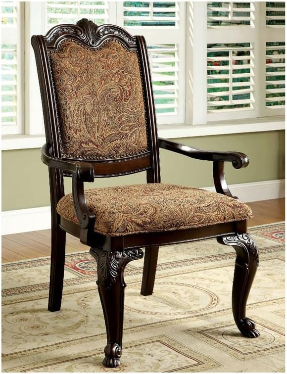 Modern Armchair Living Room Chair - Transitional Style Cherry Brown Finish Comfortable Seating