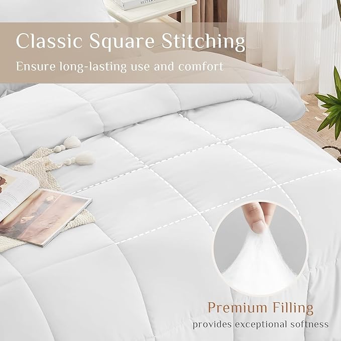 JOLLYVOGUE Full Comforter Set Ultra-Soft Bed in a Bag Full Size 7 Pieces Oeko-TEX Certified Bedding Set with Down Alternative Comforter Sheets Pillowcases &amp Shams White