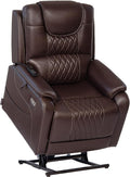 EONIX Triple Motor Lay Flat Power Lift Recliner Chair for Elderly with Massage 400lbs Electirc Lift Chair for Living Room Independent Adjustable Backrest Headrest Extended Footrest Dark Brown