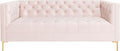 Safavieh Couture Home Vydia Glam Blush Pink Velvet and Gold Tufted Sofa