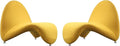 Manhattan Comfort MoMa Modern Abstract Lounge Accent Chair Sculptural Tongue Design Wool Blend Upholstery Metal Frame with Geometric Legs Fully Assembled Set of 2 Yellow