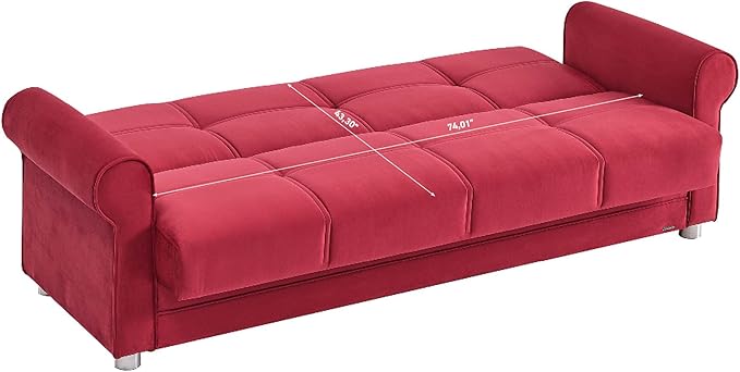 Sweet Home Stores 87 Convertible Sofa Bed with Storage Firm Fabric 3 Seater Upholstered Sleeper Sofa Couch Futon for Living Room Burgundy
