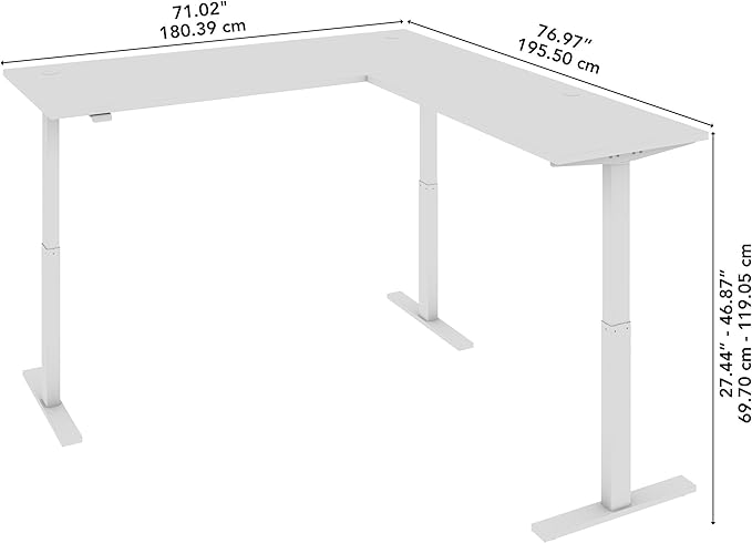 Bush Business Furniture 72-inch Height Adjustable L Shaped Standing Desk Electric Sit-Stand Corner Computer Table Ergonomic Office Move 60 Series Hansen Cherry with Black Base