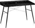 Computer Desk Home Office Laptop Storage Shelves 48 l Work Black Marble Look Laminate Black Metal Contemporary Modern BQ356