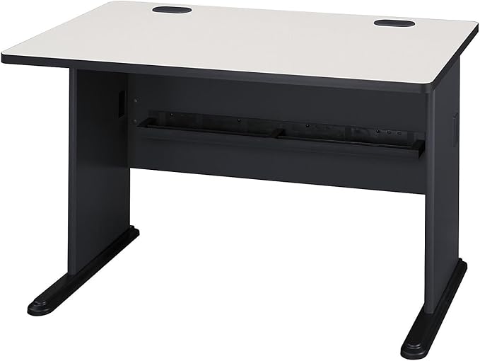 Bush Business Furniture Series A 48W Computer Desk in White Spectrum and Slate Small Office Table for Home or Professional Workspace