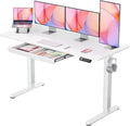 ErGear 55 x 24 Electric Standing Desk with Drawers Height Adjustable Desk with 4 Preset Heights Ergonomic Rising Home Office Computer Table with Splice Board White